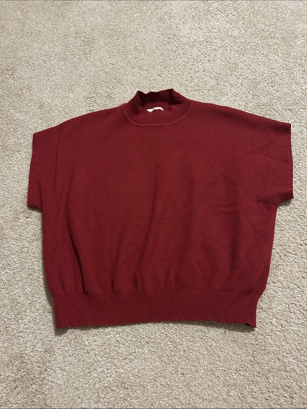 eesome Ribbed Mock Neck Sweater in Burgundy